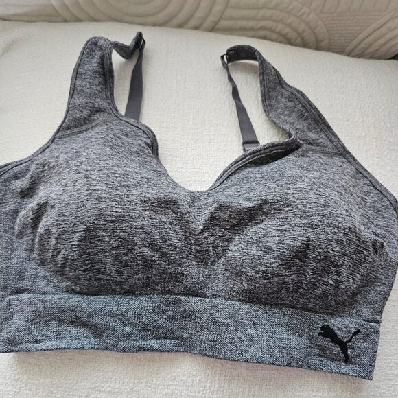 Puma Ladies’ Seamless Sports Bra, 2 Pack, Convertible  , Black /Gray, S,M,L,XL - Picture 11 of 16